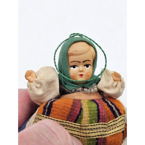 Vintage German Celluloid Folk Art Doll Hanging Christmas Tree Ornament - Picture 10 of 10